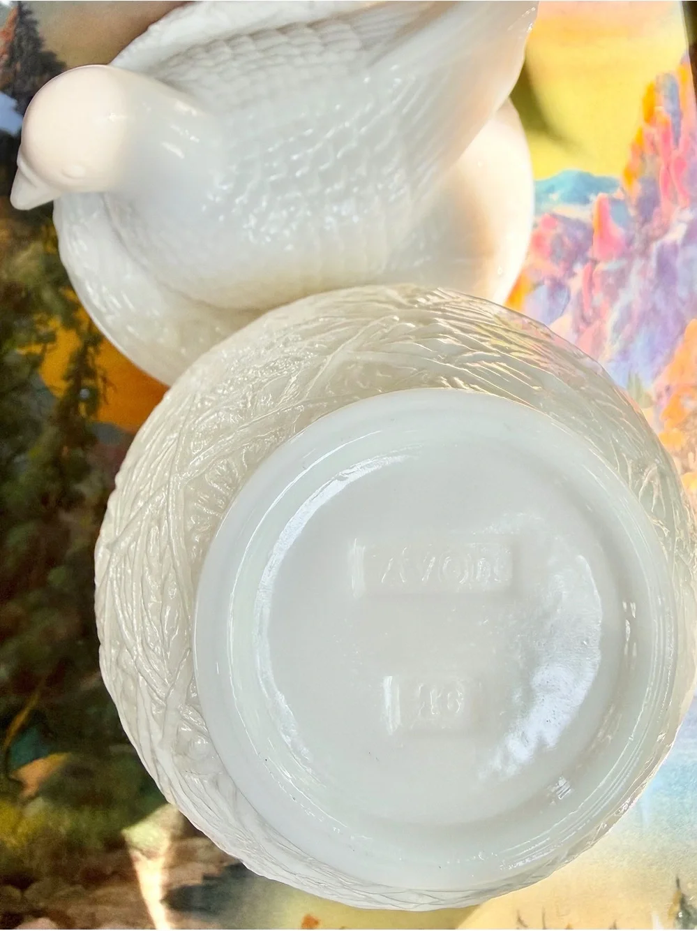 Avon Milk Glass Nesting Bird
